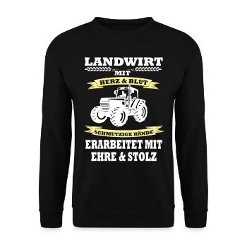 Landwirt Spruch Landwirtschaft Traktor Motiv - Unisex Pullover - Schwarz - Vorne - Alina (178cm) & Michal (187cm)