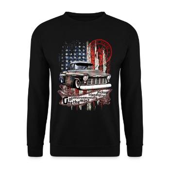 One of the most environmentally friendly V8 trucks American - Unisex Sweatshirt - black - Front - Alina (178cm) & Michal (187cm)