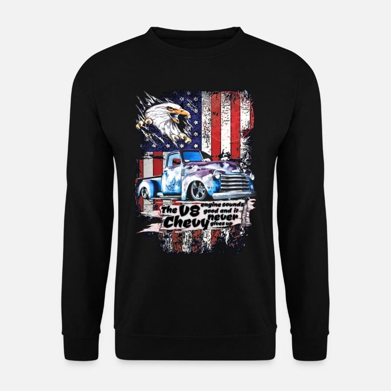 Legendärer V8 Chevy Pickup LKW USA Adler - Unisex Pullover - Schwarz