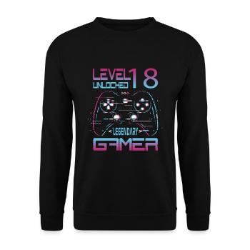 18 Geburtstag Level 18 Complete Retro Jungen Gamer - Unisex Pullover - Schwarz - Vorne - Alina (178cm) & Michal (187cm)