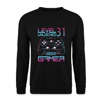 31st Birthday Level 31 Complete Retro Gamer - Unisex Sweatshirt - black - Front - Alina (178cm) & Michal (187cm)