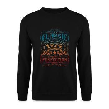 Millésime 1974 Année de construction 74 – 74 Classic Lustig - Sweat-shirt Unisexe - noir - Devant - Alina (178cm) & Michal (187cm)