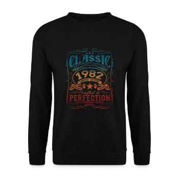 Millésime 1982 Année de construction 82 – 82 Classic Lustig - Sweat-shirt Unisexe - noir - Devant - Alina (178cm) & Michal (187cm)