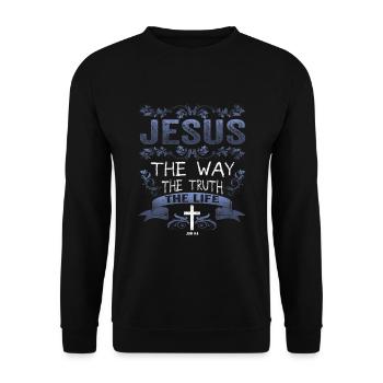 Jésus-Christ Jean 14:6 Le chemin de la vie - Sweat-shirt Unisexe - noir - Devant - Alina (178cm) & Michal (187cm)