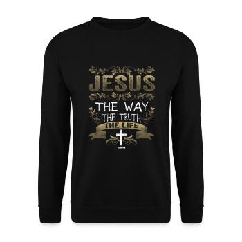Jésus-Christ Jean 14:6 Le chemin de la vie - Sweat-shirt Unisexe - noir - Devant - Alina (178cm) & Michal (187cm)