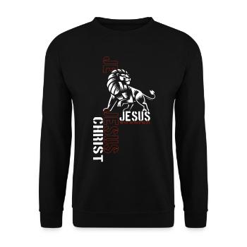 Jesus Christus Shirt Bibelvers Ich bin der Weg - Unisex Pullover - Schwarz - Vorne - Alina (178cm) & Michal (187cm)