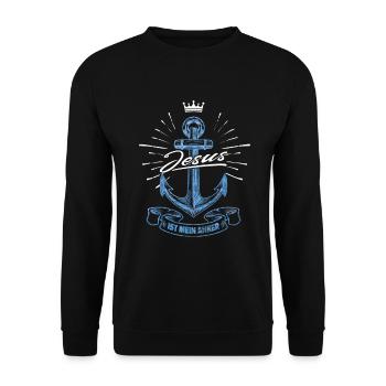 Jesus Christus ist mein Anker - christliches Motiv - Unisex Pullover - Schwarz - Vorne - Alina (178cm) & Michal (187cm)