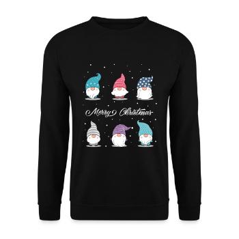 Weihnachten Wichtel - Unisex Pullover - Schwarz - Vorne - Alina (178cm) & Michal (187cm)