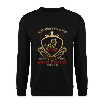 Jesus Christus - Jeremia 29,13 - Christlich - Unisex Pullover - Schwarz - Vorne - Alina (178cm) & Michal (187cm)