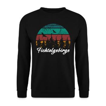Fichtelgebirge Berg Gebirge Retro Vintage Wandern - Unisex Pullover - Schwarz - Vorne - Alina (178cm) & Michal (187cm)