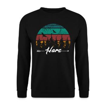 Harz Gebirge Brocken Bergsteigen - Unisex Pullover - Schwarz - Vorne - Alina (178cm) & Michal (187cm)