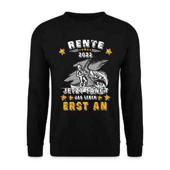 Rente und Angler - Unisex Pullover - Schwarz - Vorne - Alina (178cm) & Michal (187cm)