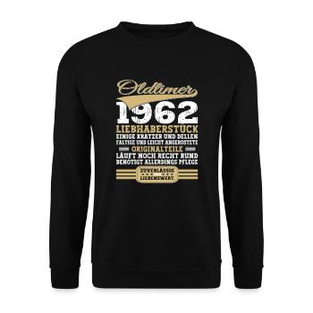 Oldtimer 1962 61. Geburtstag Geschenk Herrenik - Unisex Pullover - Schwarz - Vorne - Alina (178cm) & Michal (187cm)