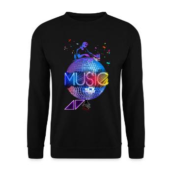 Music DJ, music, disco, leds. - Unisex Sweatshirt - black - Front - Alina (178cm) & Michal (187cm)