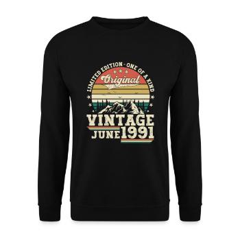 Original Juni Jahrgang 1991 31. Geburtstag Herren - Unisex Pullover - Schwarz - Vorne - Alina (178cm) & Michal (187cm)