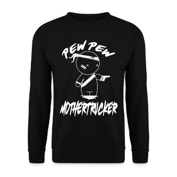 PEW PEW Mothertrucker - Unisex Pullover - Schwarz - Vorne - Alina (178cm) & Michal (187cm)