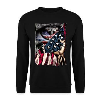 Conception pour les employés de l’église à l’américaine - Sweat-shirt Unisexe - noir - Devant - Alina (178cm) & Michal (187cm)