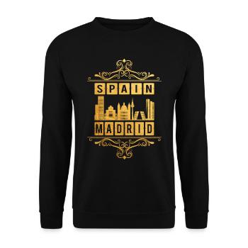 Madrid Espagne Ville Skyline Ornement Or Amour - Sweat-shirt Unisexe - noir - Devant - Alina (178cm) & Michal (187cm)