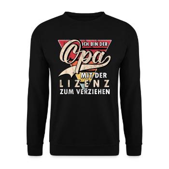 Ich bin der Opa - Großvater - Großeltern - Unisex Pullover - Schwarz - Vorne - Alina (178cm) & Michal (187cm)