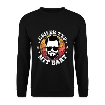 Geiler Typ mit Bart - Unisex Pullover - Schwarz - Vorne - Alina (178cm) & Michal (187cm)