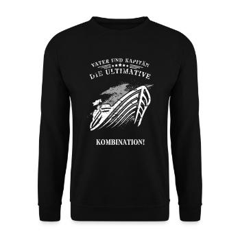 Vater und Kapitän: Die ultimative Kombination! - Unisex Pullover - Schwarz - Vorne - Alina (178cm) & Michal (187cm)