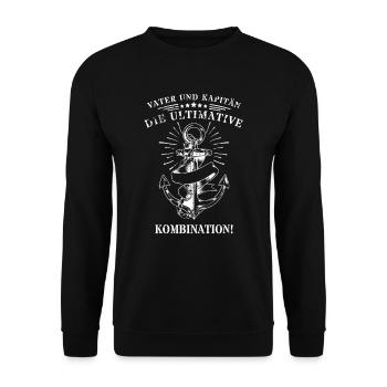 Vater und Kapitän: Die ultimative Kombination! - Unisex Pullover - Schwarz - Vorne - Alina (178cm) & Michal (187cm)