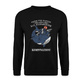 Vater und Kapitän: Die ultimative Kombination! - Unisex Pullover - Schwarz - Vorne - Alina (178cm) & Michal (187cm)