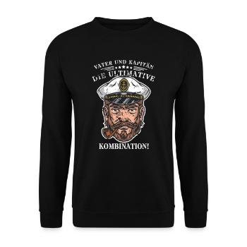 Vater und Kapitän: Die ultimative Kombination! - Unisex Pullover - Schwarz - Vorne - Alina (178cm) & Michal (187cm)