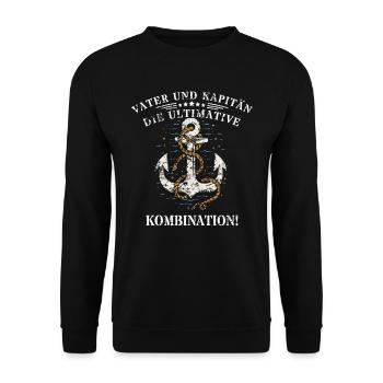 Vater und Kapitän: Die ultimative Kombination! - Unisex Pullover - Schwarz - Vorne - Alina (178cm) & Michal (187cm)