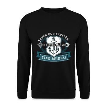 Vater und Kapitän - die besten Mann sind beides - Unisex Pullover - Schwarz - Vorne - Alina (178cm) & Michal (187cm)
