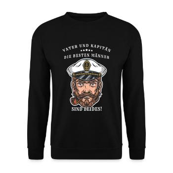 Vater und Kapitän - die besten Mann sind beides - Unisex Pullover - Schwarz - Vorne - Alina (178cm) & Michal (187cm)