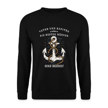 Vater und Kapitän - die besten Mann sind beides - Unisex Pullover - Schwarz - Vorne - Alina (178cm) & Michal (187cm)