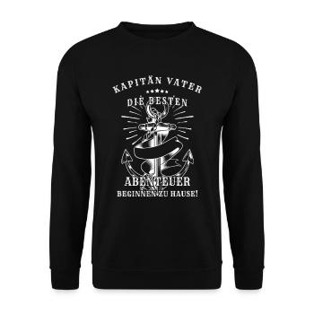 Kapitän Vater: Die besten Abenteuer beginnen zu Ha - Unisex Pullover - Schwarz - Vorne - Alina (178cm) & Michal (187cm)