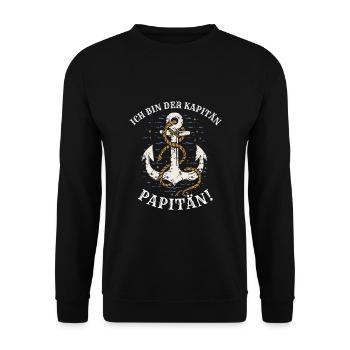 Ich bin der Kapitän, Papitän! - Unisex Pullover - Schwarz - Vorne - Alina (178cm) & Michal (187cm)