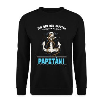 Ich bin der Kapitän, Papitän! - Unisex Pullover - Schwarz - Vorne - Alina (178cm) & Michal (187cm)