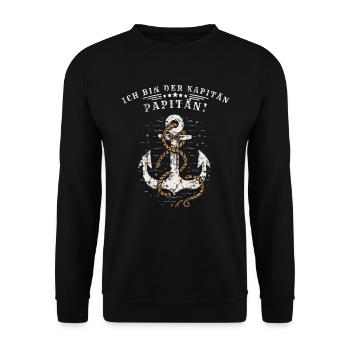 Ich bin der Kapitän, Papitän! - Unisex Pullover - Schwarz - Vorne - Alina (178cm) & Michal (187cm)