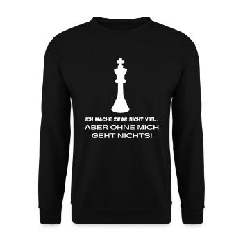 Schach Spruch Geschenk Schachmatt Queens Gambit - Unisex Pullover - Schwarz - Vorne - Alina (178cm) & Michal (187cm)