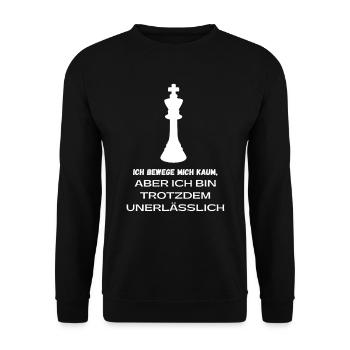 Schach Spruch Geschenk Schachmatt Queens Gambit - Unisex Pullover - Schwarz - Vorne - Alina (178cm) & Michal (187cm)