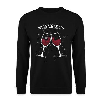 Weinzigartig - Unisex Pullover - Schwarz - Vorne - Alina (178cm) & Michal (187cm)
