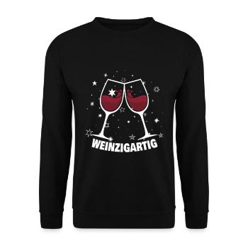 Weinzigartig - Unisex Pullover - Schwarz - Vorne - Alina (178cm) & Michal (187cm)