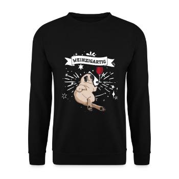 Weinzigartig - Unisex Pullover - Schwarz - Vorne - Alina (178cm) & Michal (187cm)