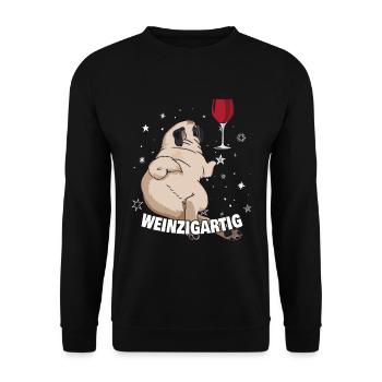 Weinzigartig - Unisex Pullover - Schwarz - Vorne - Alina (178cm) & Michal (187cm)