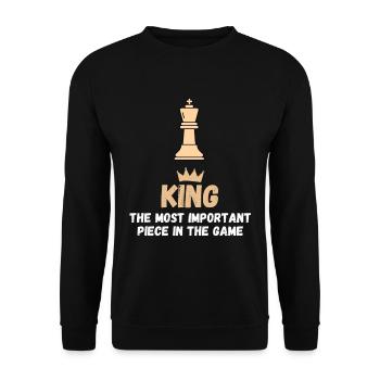 Schach Spruch Geschenk Schachmatt Queens Gambit - Unisex Pullover - Schwarz - Vorne - Alina (178cm) & Michal (187cm)