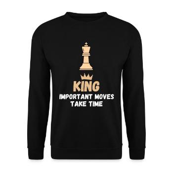 Chess Saying Gift Checkmate Queens Gambit - Unisex Sweatshirt - black - Front - Alina (178cm) & Michal (187cm)