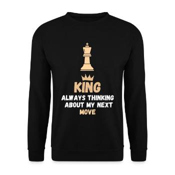 Schach Spruch Geschenk Schachmatt Queens Gambit - Unisex Pullover - Schwarz - Vorne - Alina (178cm) & Michal (187cm)