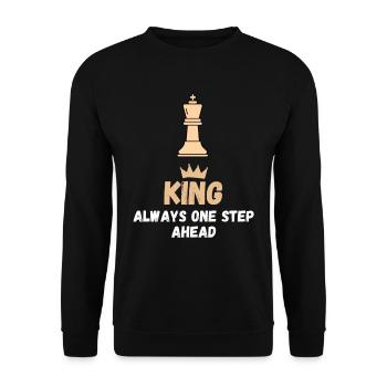Schach Spruch Geschenk Schachmatt Queens Gambit - Unisex Pullover - Schwarz - Vorne - Alina (178cm) & Michal (187cm)