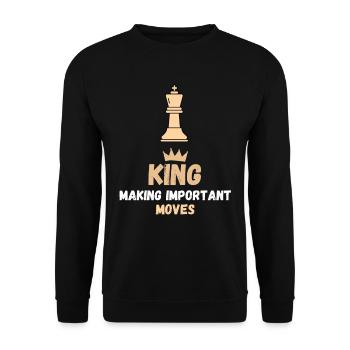 Schach Spruch Geschenk Schachmatt Queens Gambit - Unisex Pullover - Schwarz - Vorne - Alina (178cm) & Michal (187cm)