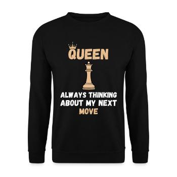 Schach Spruch Geschenk Schachmatt Queens Gambit - Unisex Pullover - Schwarz - Vorne - Alina (178cm) & Michal (187cm)