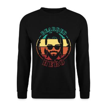 Papa | Schnauzer | Hip | Moustache | 3 Tage Bart - Unisex Pullover - Schwarz - Vorne - Alina (178cm) & Michal (187cm)