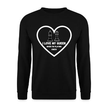 Schach Geschenk Beziehung Queens Gambit - Unisex Pullover - Schwarz - Vorne - Alina (178cm) & Michal (187cm)